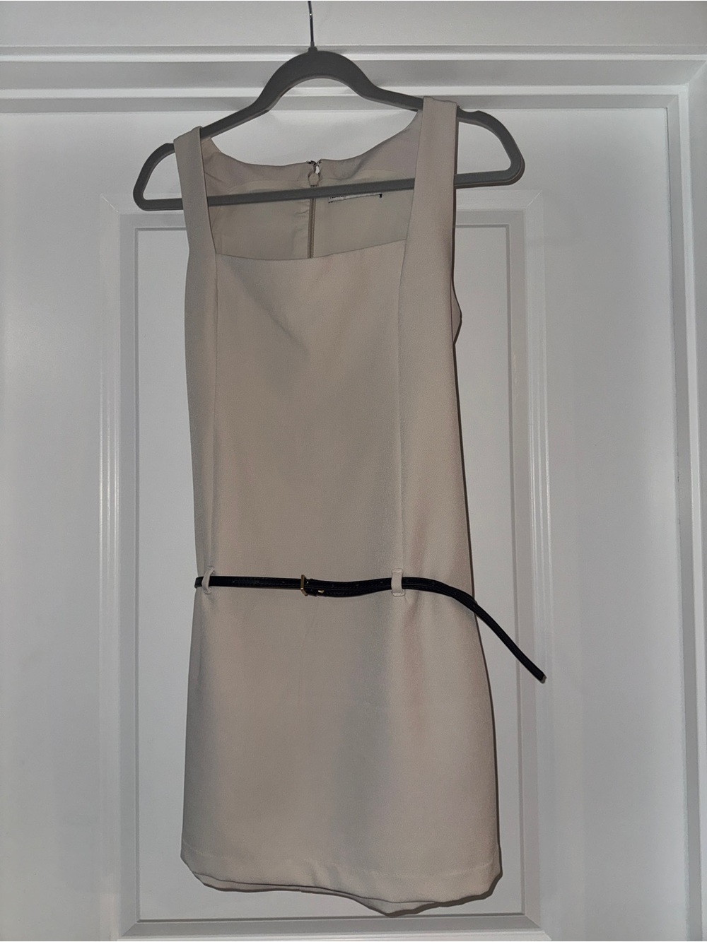 Abercrombie & Fitch Cream Sleeveless Mini Dress with Black Belt